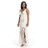 Bebe L/S Hi Low Lace Maxi Dress, Size Small
