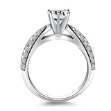 14k White Gold Cathedral Double Row Pave Diamond Engagement Ring