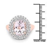 5.48 Carat Genuine Kunzite and White Topaz .925 Sterling Silver Ring