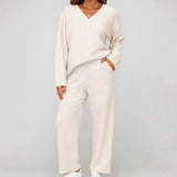 V-neck Wool Loose Pockets Leisure Suit Two-piece Pajamas