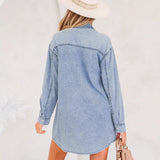 Multi-button Long-sleeve Denim Skirt Relaxed-fit Short Skirt