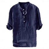 Mens Short-sleeved Loose-fit Linen Shirt