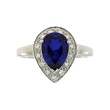 Created Sapphire Moissanite Ring Sterling Silver