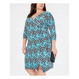INC Womens Plus Ruched Printed Sheath Dress