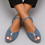 Womens Flat Solid-color Suede Sandals