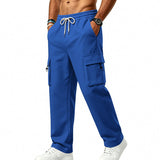 Mens Sporty-casual Multi-pocket Utility Trousers