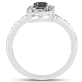 0.36 Carat Genuine Blue Diamond and White Diamond .925 Sterling Silver Ring