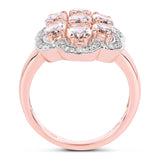 3.06 Carat Genuine Morganite and White Diamond .925 Sterling Silver Ring