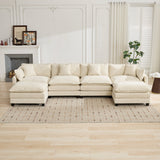 Cloud 4 Seats Sofa (Ottoman is not included) with Chenille Fabric in Beige