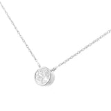 14K White Gold 1/2 Cttw Lab Grown Diamond Modern Bezel-Set Solitaire 16"-18" Pendant Necklace (F-G Color, VS2-SI1 Clarity)