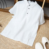 Mens Breathable Linen Short-sleeve Shirt