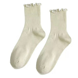 White Lace Socks Mid-calf Thin Mary Jane Shoes Scalloped Socks Versatile
