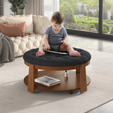 Modern Large Round Ottoman and Coffee Table 2-Tier