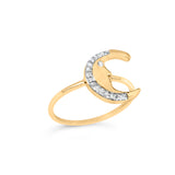10K Yellow Gold 1/10 Cttw Diamond Crescent Moon Ring (I-J Color, I1-I2 Clarity) - Ring Size 6