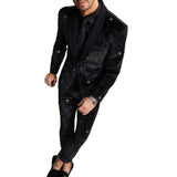 Mens Black Formal Suit Set With Subtle Glitter