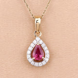 1.03 Carat Genuine Ruby and White Diamond 14K Yellow Gold Pendant