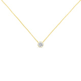 10K Yellow Gold 1/2 Carat Round Brilliant-Cut Diamond Modern Bezel-Set Solitaire 16"-18" Pendant Necklace (H-I Color, SI2-I1 Clarity)