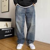 American-style Casual High-end Heavyweight Washed Vintage Jeans For Spring And Autumn