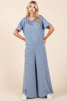 Mittoshop Button Detail Wide Leg Jumpsuit for Women