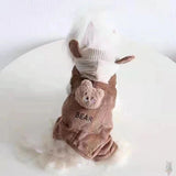 Pet Dog Fleece-lined Thick Style Milk Coffee Bear Four-legged Overalls