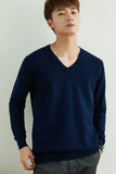 Mens Loose-Fit V-Neck Sweater Thick And Warm Knitted Top