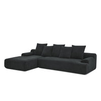 110.25x67'' Modern Upholstered L-Shape Sectional Sofa Couch, Modular Compressed Sofa with Free Combination for Living Room Bedroom, Melange Velvet, Black