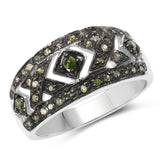 0.27 Carat Genuine Green Diamond .925 Sterling Silver Ring