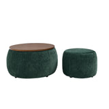 Modern Classic Round Storage Ottoman Coffee Table with Removable Top