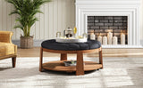 Modern Large Round Ottoman and Coffee Table 2-Tier
