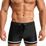 Mens Color-Block Minimalist Three-Dimensional Boxer Briefs With Cups