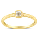 14K Yellow Gold Plated .925 Sterling Silver 1/20 Carat Diamond Square Cushion-Shaped Miracle Set Petite Fashion Promise Ring (J-K Color, I1-I2 Clarity) - Size 6
