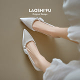 Women Soft Leather French Pointed Toe Pearl Thin Heel Pumps, 2026 New Comfortable High Heels, Shallow Mouth Party Dress Shoes
