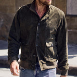 Men's Leather Slim-Fit Casual Lapel Jacket