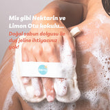 Balmy Nektari Soap-Filled Loofah Bath Sponge: Natural Exfoliating Loofah with Nectarine & Lemongrass - Deep Cleansing, Skin Renewal