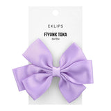 Eklips Purple Satin Bow Hair Clip Elegant Ribbon Accessory