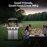 3 & 4-Burner Propane Gas Grills with Side Burners, for Outdoor Cooking, BBQ, Patio, Camping