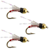 3 Pack Beadhead Red 3 Dollar Dip Serendipity Nymph - Hook Size 16