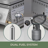 3-Burner Tabletop Portable Propane Gas Grill with Detachable Griddle,24,000 BTU Compact Outdoor BBQ TG0130K