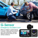 3 Channel Dash Cam Front Inside Rear Vehicle Driving Recorder Car DVR with 32G MMC Card G Sensor Motion Detection Parking Monitor Loop Recording