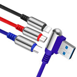 3-In-1 Charging Cable USB to Micro USB + Type C + Lightning Charging Cable Fast Charging