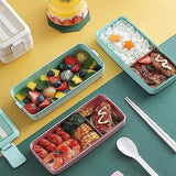 3-Layer Stackable Bento Box Japanese Lunch Box Kit with Spoon & Fork