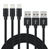3-Pack: 10 Foot Braided Lightning Cables