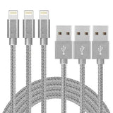 3-Pack: 10 Foot Braided Lightning Cables