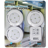 3-Pack: Bright Basics Ultra Thin Wireless LED Puck Lights with Remote Control
