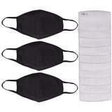 3-Pack: Cotton Reusable Face Masks with 10 Filters
