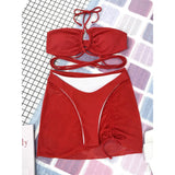 3-Pack: Criss Cross Halter Bikini Swimsuit & Beach Skirt