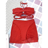 3-Pack: Criss Cross Halter Bikini Swimsuit & Beach Skirt