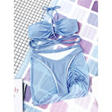 3-Pack: Criss Cross Halter Bikini Swimsuit & Beach Skirt