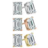 3-Pack Emerald Cut Crystal Stud Earrings Set by Elements of Love