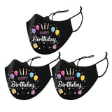 3-Pack: Happy Birthday Double Layered Reusable Face Mask With Adjustable Earloops